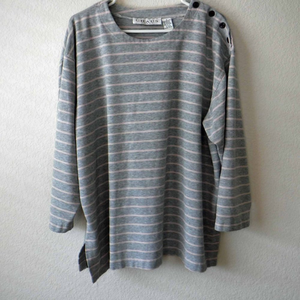 Chaus Grey & Pink Striped Tunic